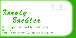 karoly backler business card